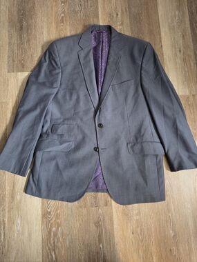 Ted Baker London Men's Gray Two-Button Blazer with Purple Lining